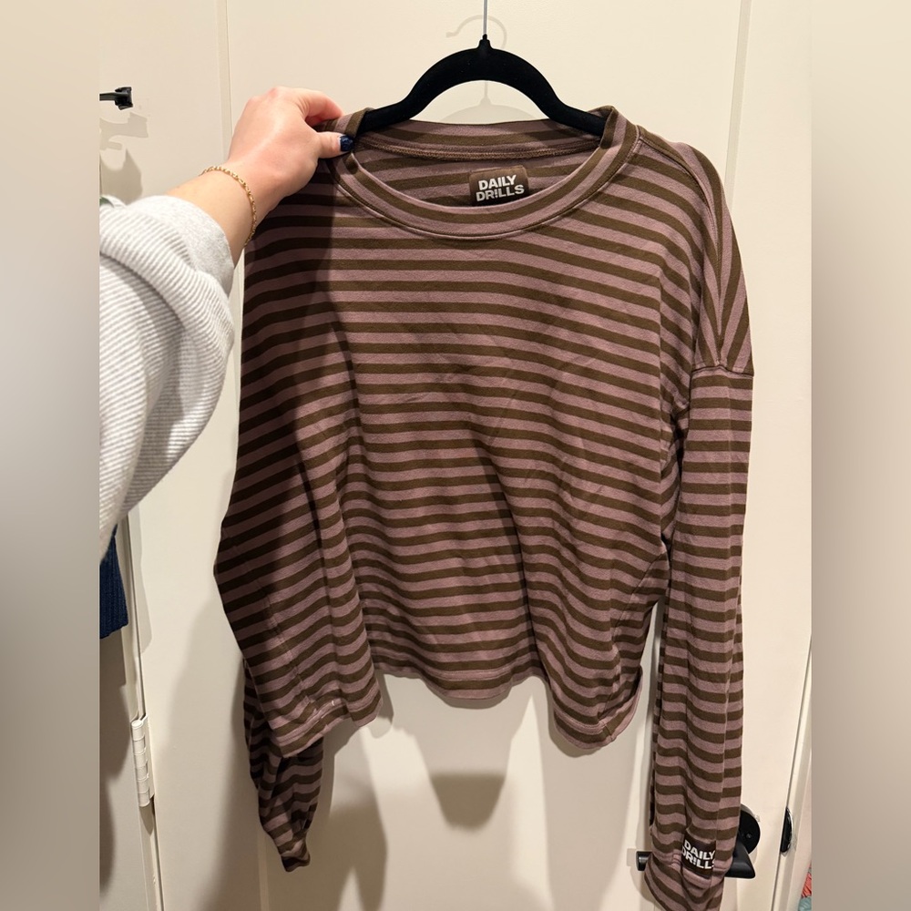 Daily drills monochrome stripe long sleeve